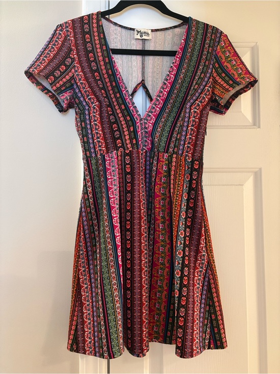 Show Me Your MuMu Dresses & Skirts - Show Me Your Mumu Multicolor Striped V-Neck Short Sleeve Dress - Pink Mix